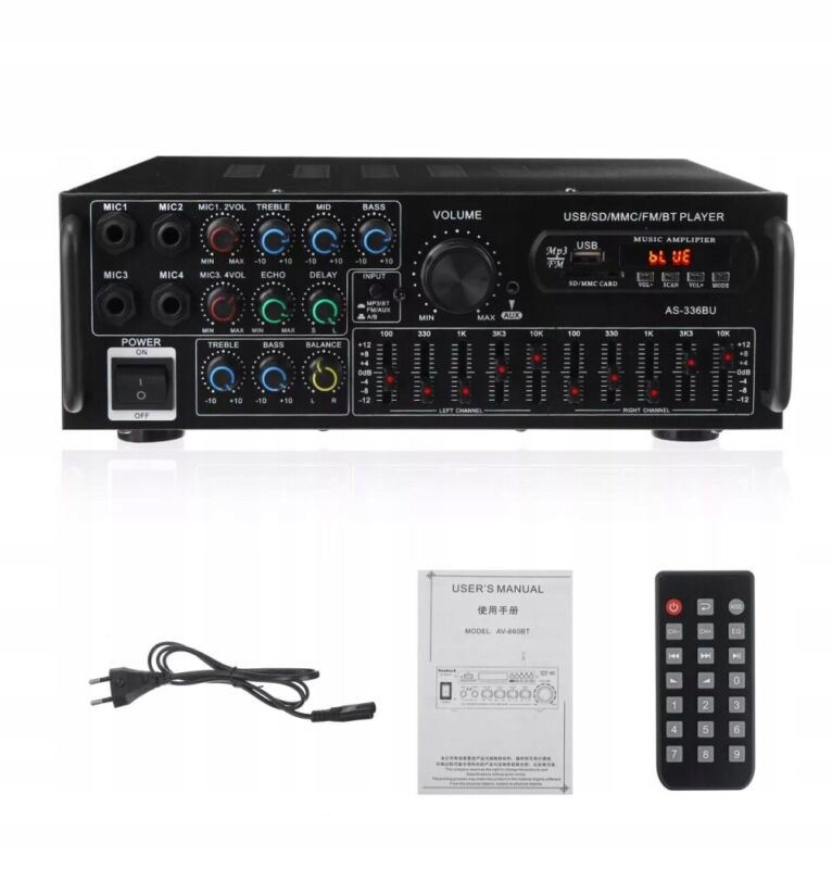 Digitální Stereo Zesilovač Bluetooth 2000 W, Vysoký Zesilovač S Dálkovým Ovládáním