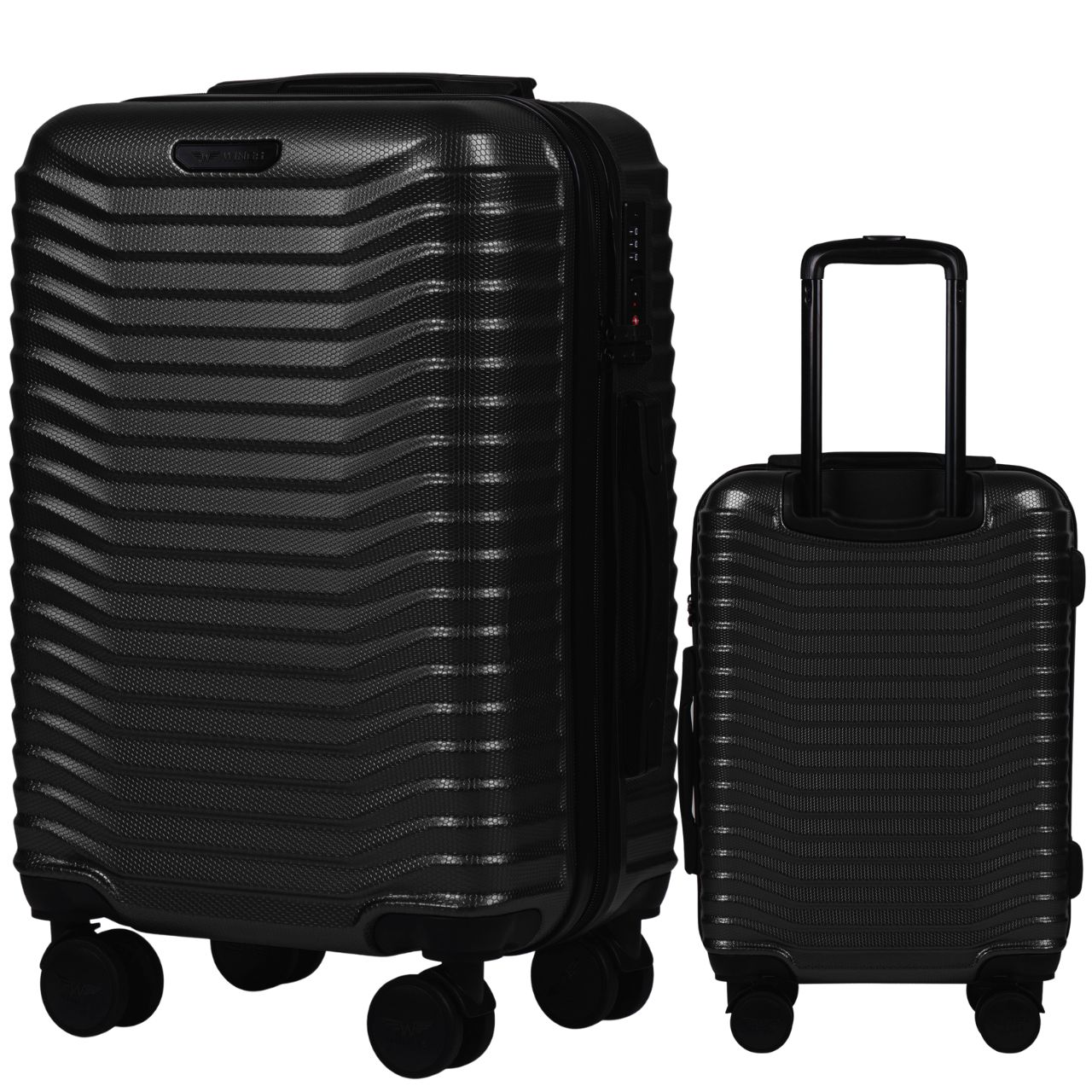 Vysílací kufr Cestovní zavazadlo Wings Černý Polycarbon 4 kolečka Tsa zámek