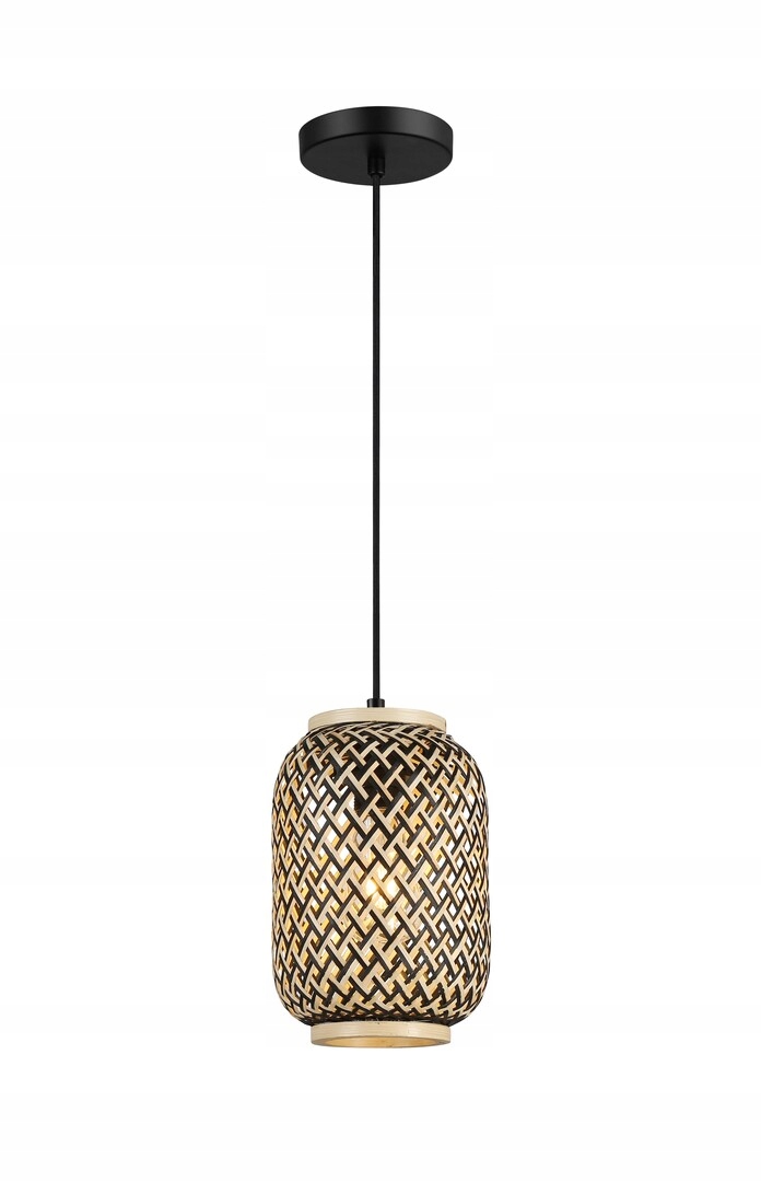Závesná ratanová lampa čierna, hnedá, pletená, ozdobná do obývacej izby Rabalux