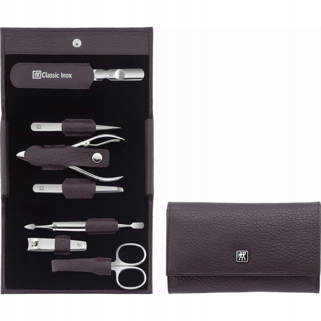 Cestovní sada na manikúru Zwilling Classic Inox 7 ks fialová pouzdro