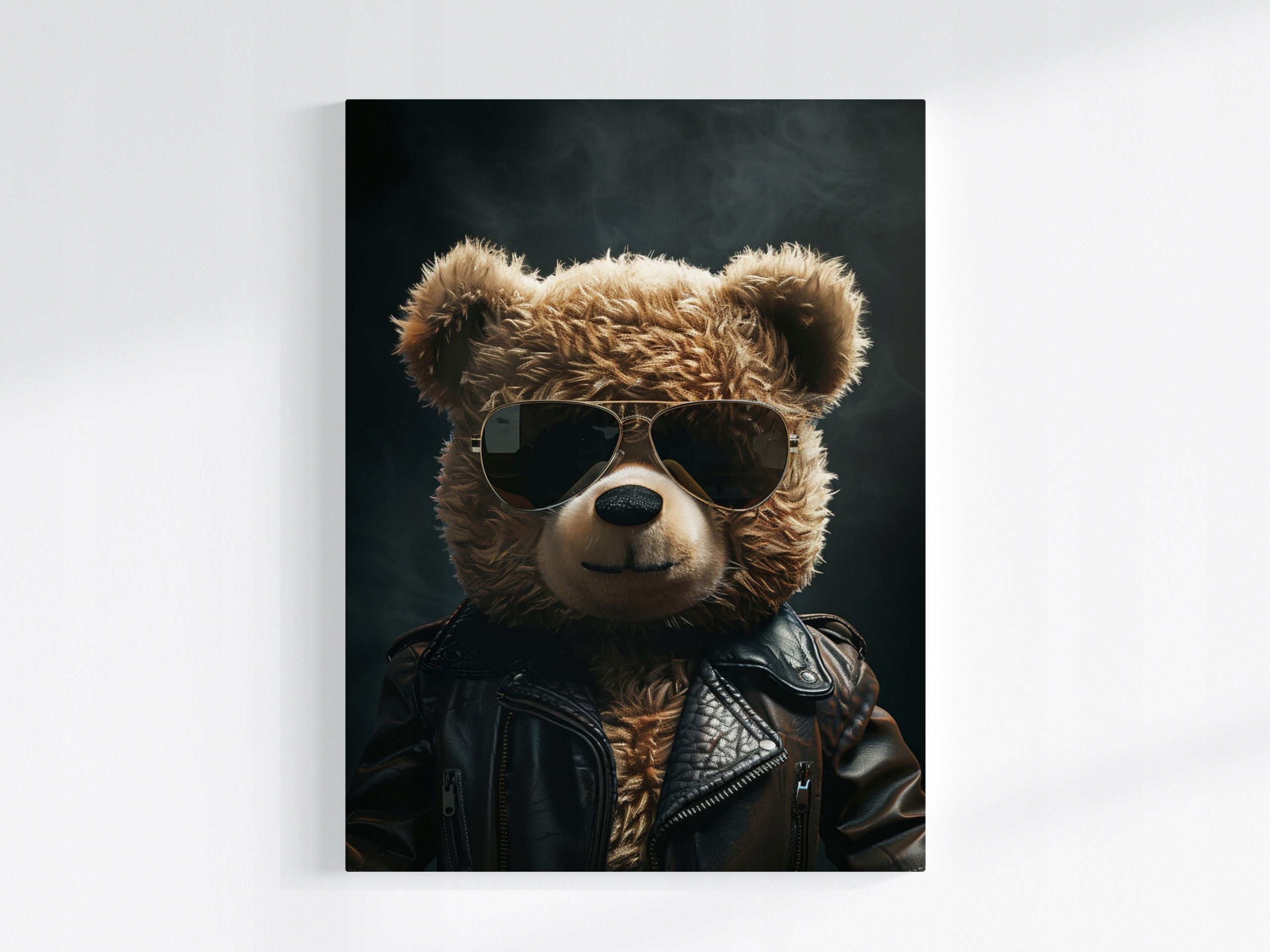 Obraz Na Plátně Canvas Medvídek Rock Biker Brýle Kůže 75x100