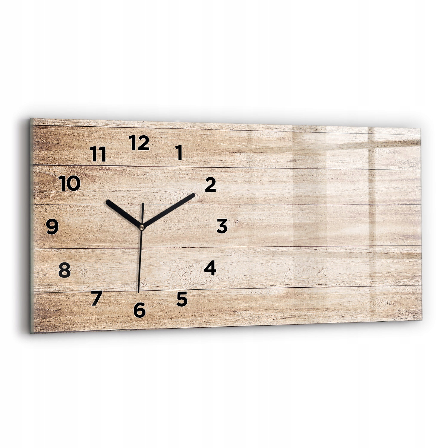 Dekorativní nástěnné hodiny s krásnou grafikou, úroveň 60 x 30 cm, dřevěná textura