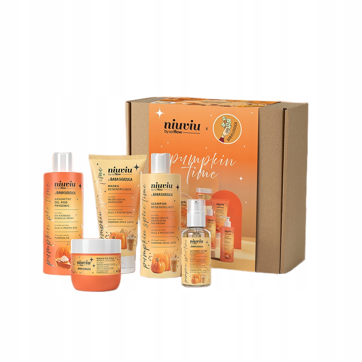 Zestaw kosmetyków niuviu x babasierzuca Pumpkin Time do ciała i włosów