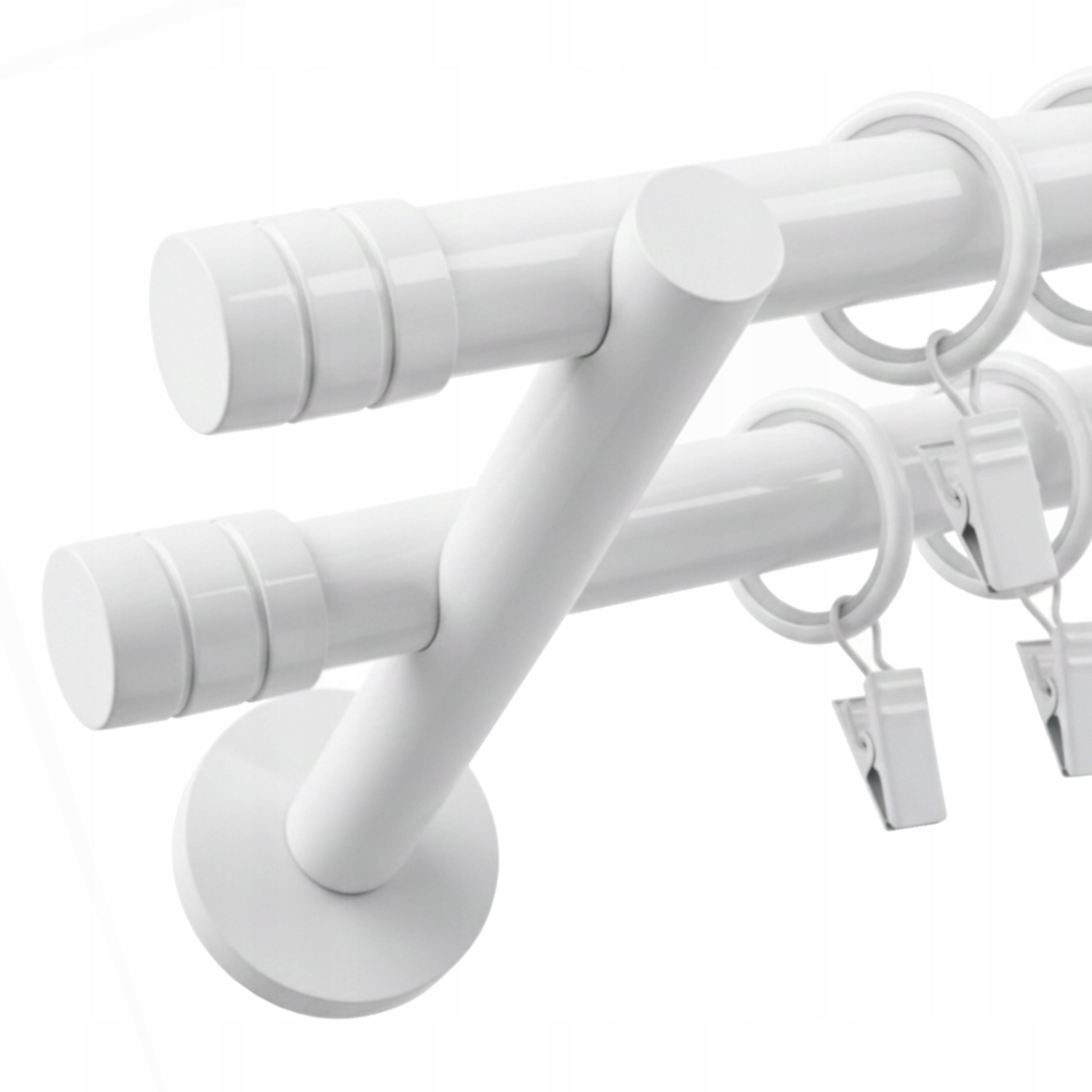 Garnýž Dvojitá Kovová Záclonová 19 19 mm Bílá Fréza 180 cm Kolečka