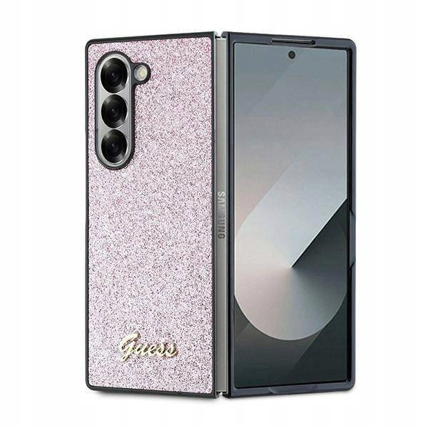 Pouzdro Guess 4G Glitter Script pro Samsung Galaxy Z Fold 6 růžové