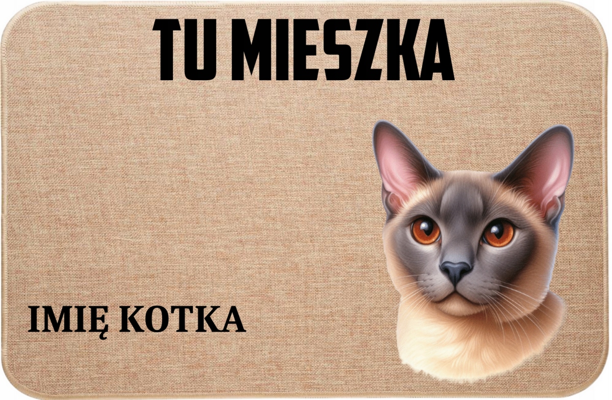 Lněná Vstupní Rohožka S Kočkou Zde Bydlí Jméno Kočička Prémiová Kvalita