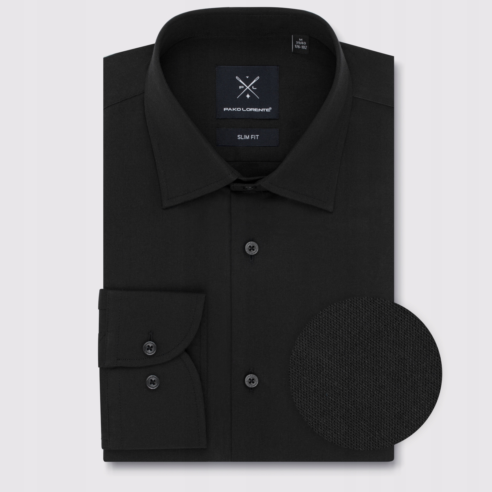 Černá pánská jednobarevná košile Pako Lorente vel 41-42/164-170