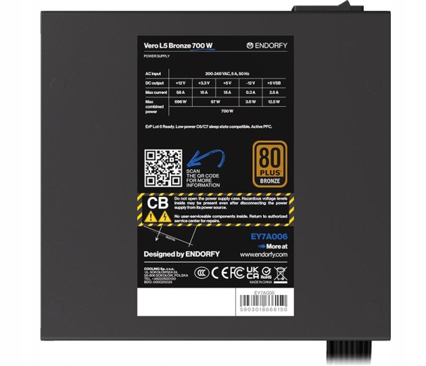 Zasilacz Endorfy Vero L5 700W 80+ Bronze
