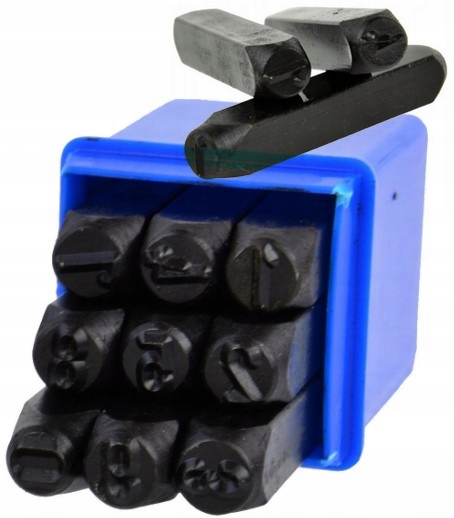 Numeratory cyfry ze stali węglowej Wysokość 8mm 9szt Etui