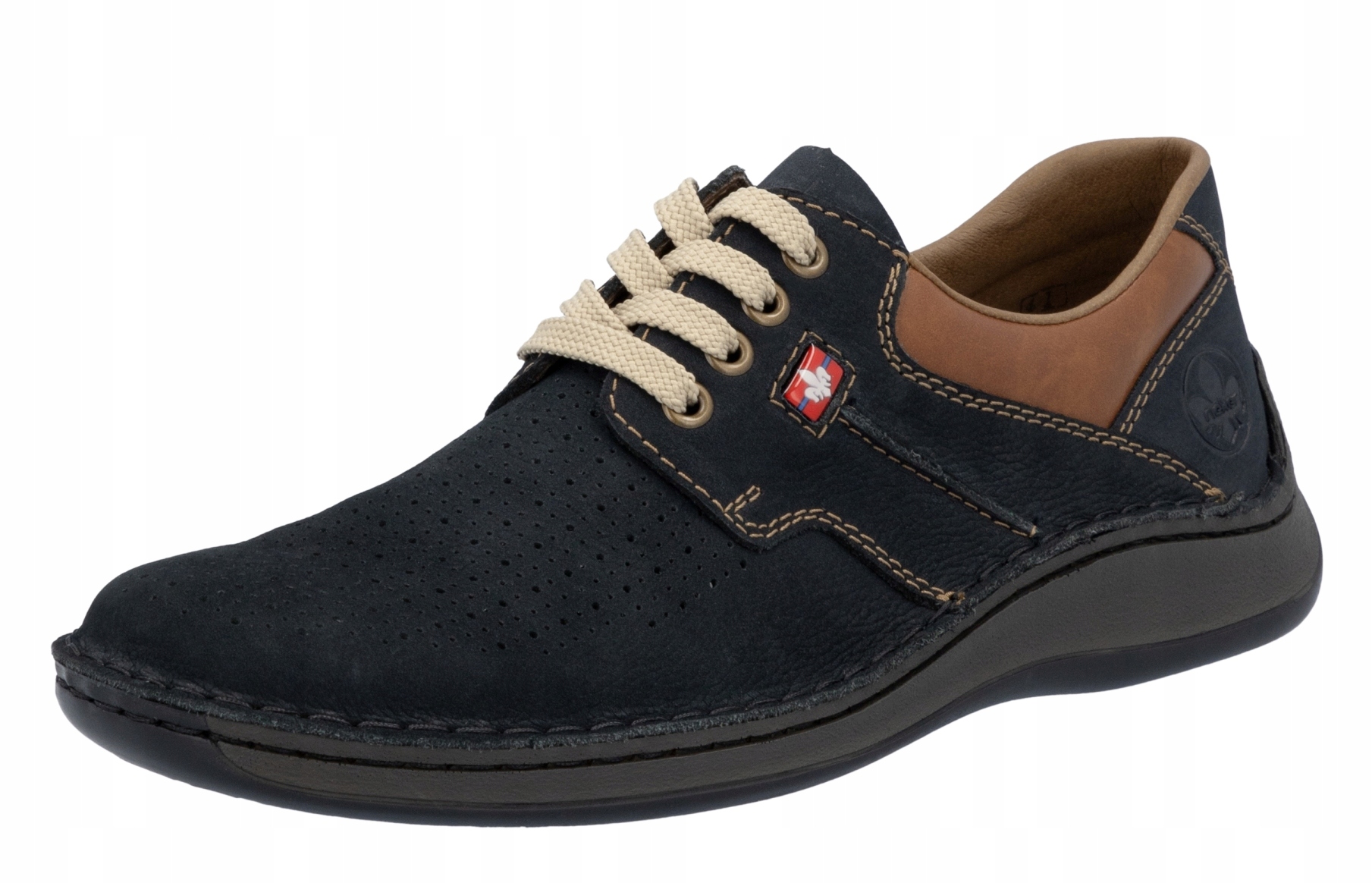Rieker 05207-15 vel.45 modré kožené pánské polobotky