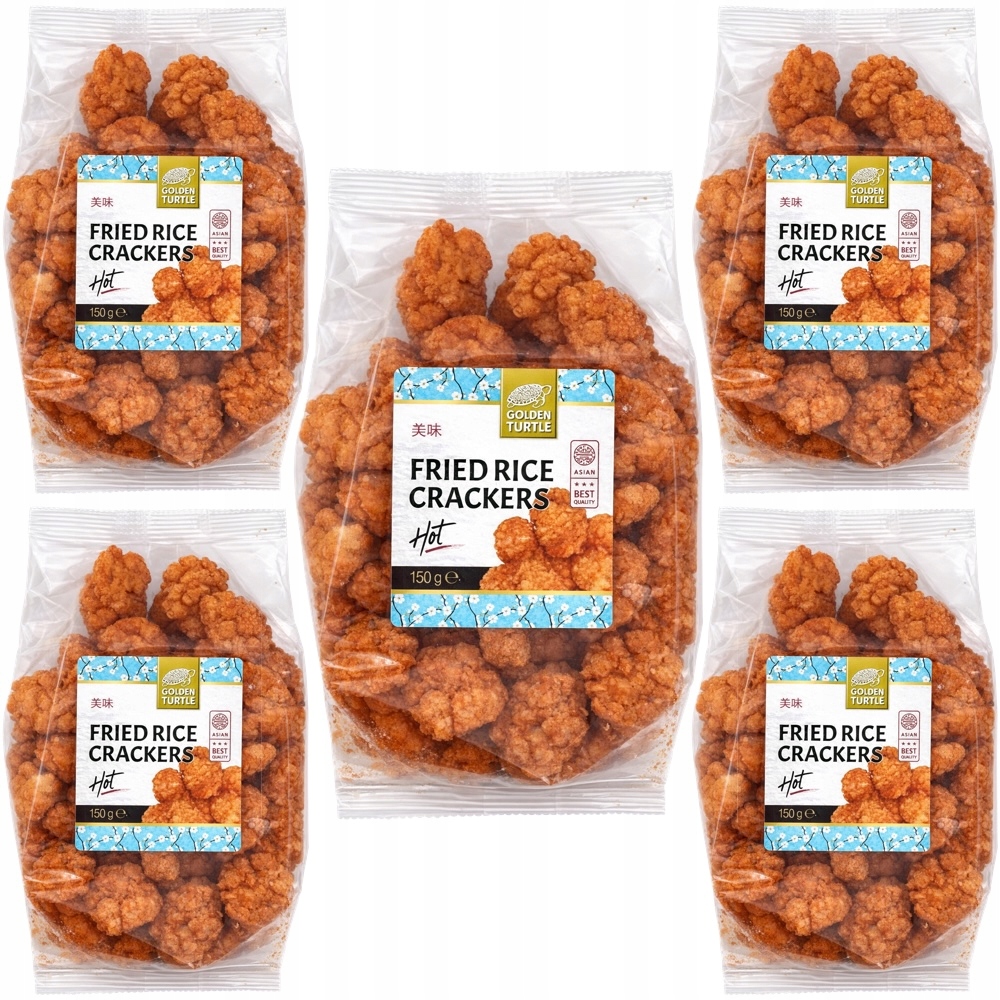 Levně 5 x Smažené pikantní Krekry Rýžové Hot Svačinka Fried Rice Crackers 150 g
