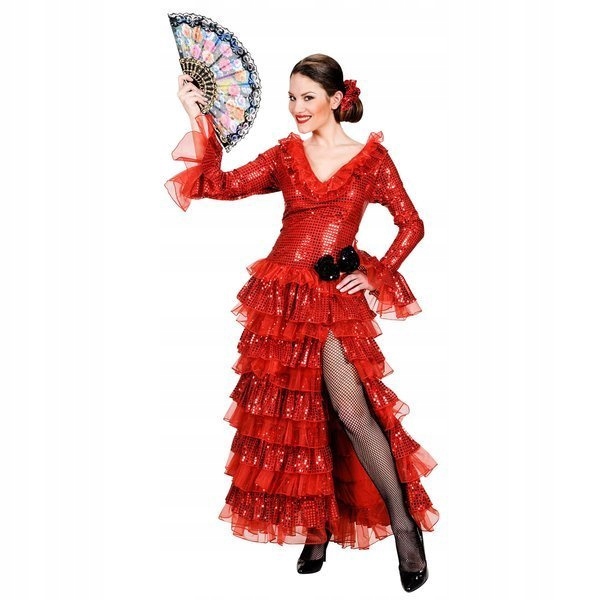 Kostým Tanečnice Flamenco Španělka Tanečnice Červená Karneval M