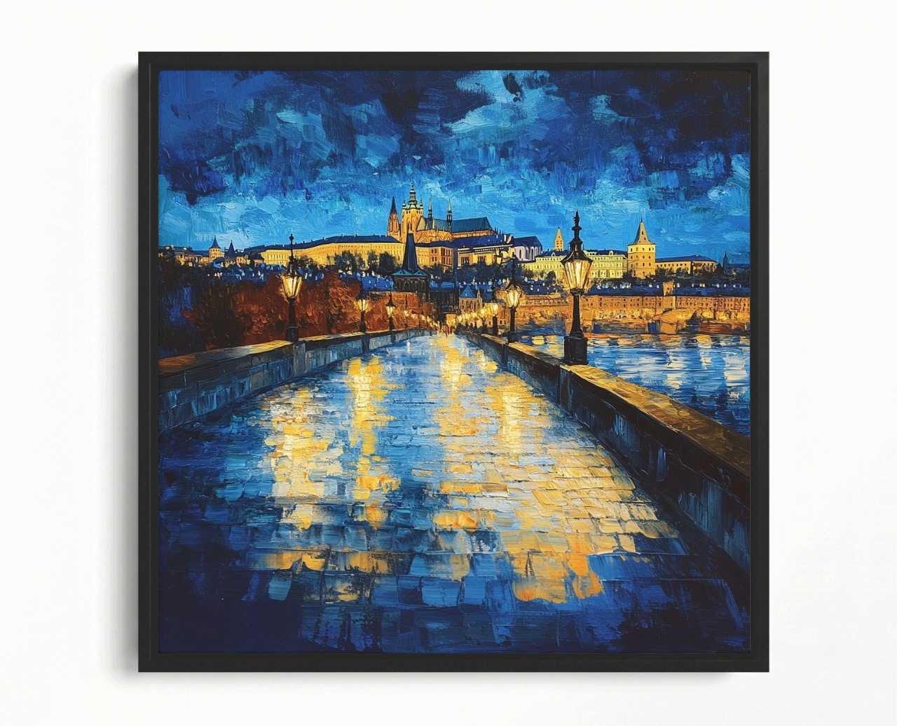 Obraz Rama American Box Město Architektura Praha Hradčanský Most Noc 60x60