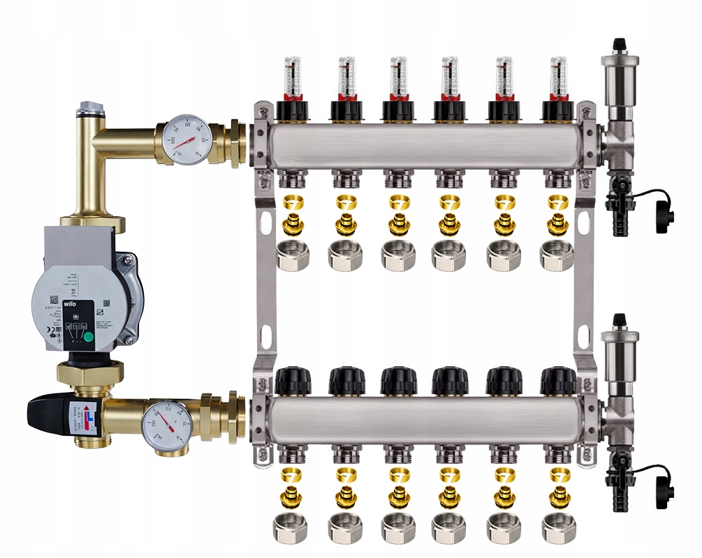 Rozdělovač pro podlahové topení 6 nerezový Čerpadlo Wilo Pex