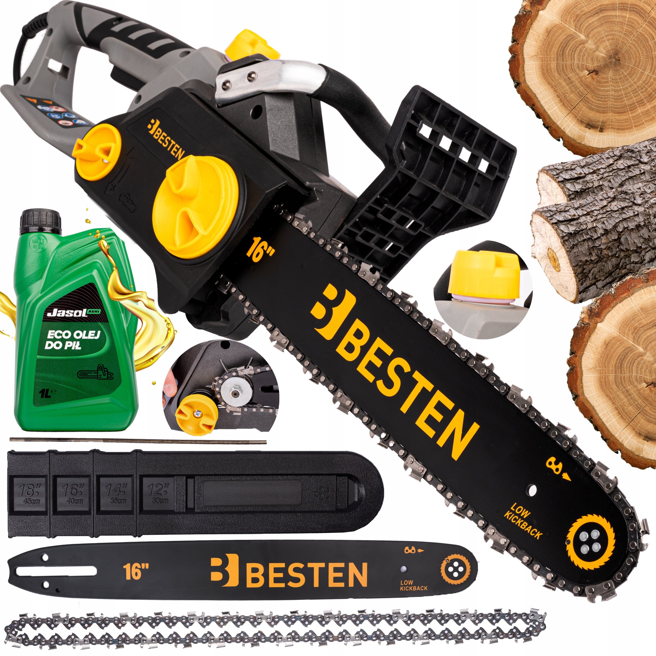 Elektrická řetězová pila 2400 W olej Vodící Lišta 40 cm