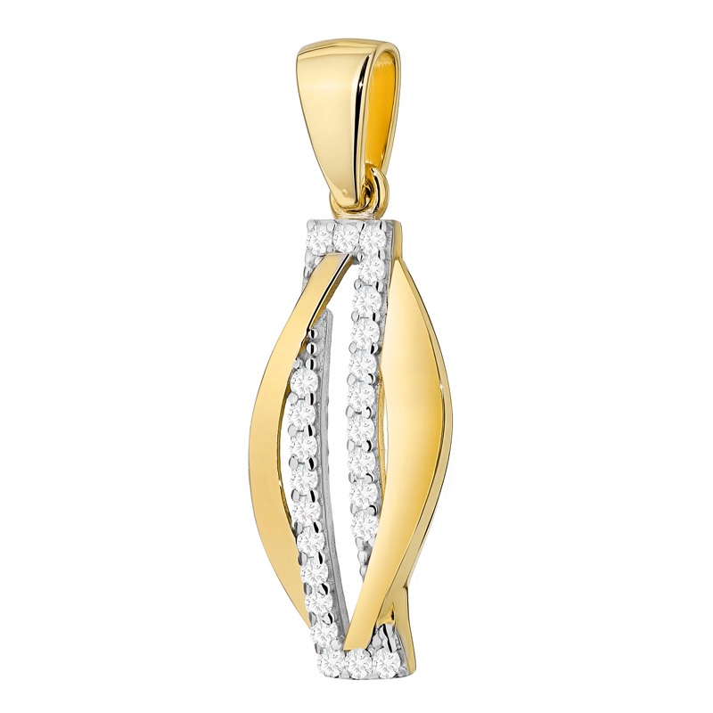 Zlatý Přívěsek Přívěsek pr. 585 Obdélníková Klasická Vlna Zirkony 14k