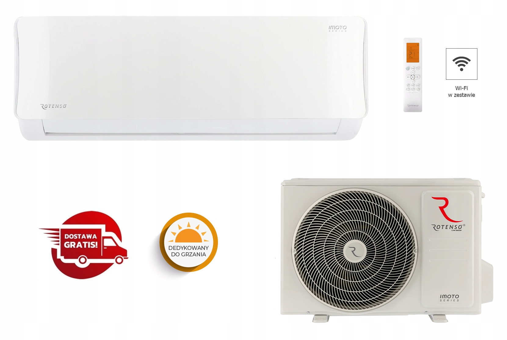 Klimatyzator ścienny 2,6 kW Rotenso Imoto z WiFi +pakiet zimowy, Raty Zero