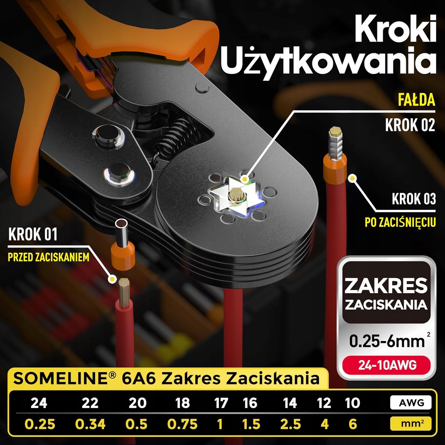 PRASKA ZACISKARKA DO TULEJEK KABLOWYCH 0,25-6mm² 1100szt SZCYPCE ZACISKWOWE Marka inna