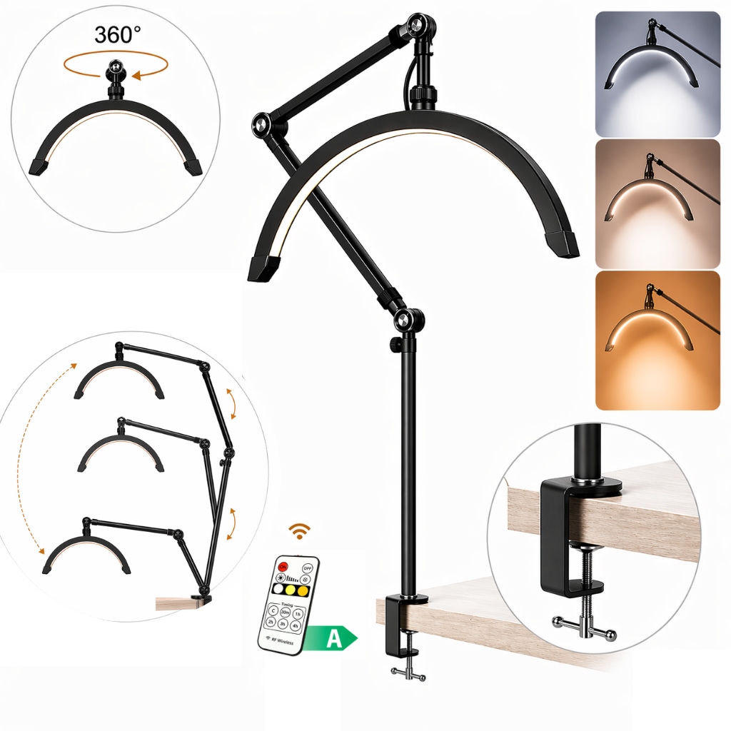 Kosmetická lampa Moon oblouk pro prodlužování řas, bezstínová, šroubovací