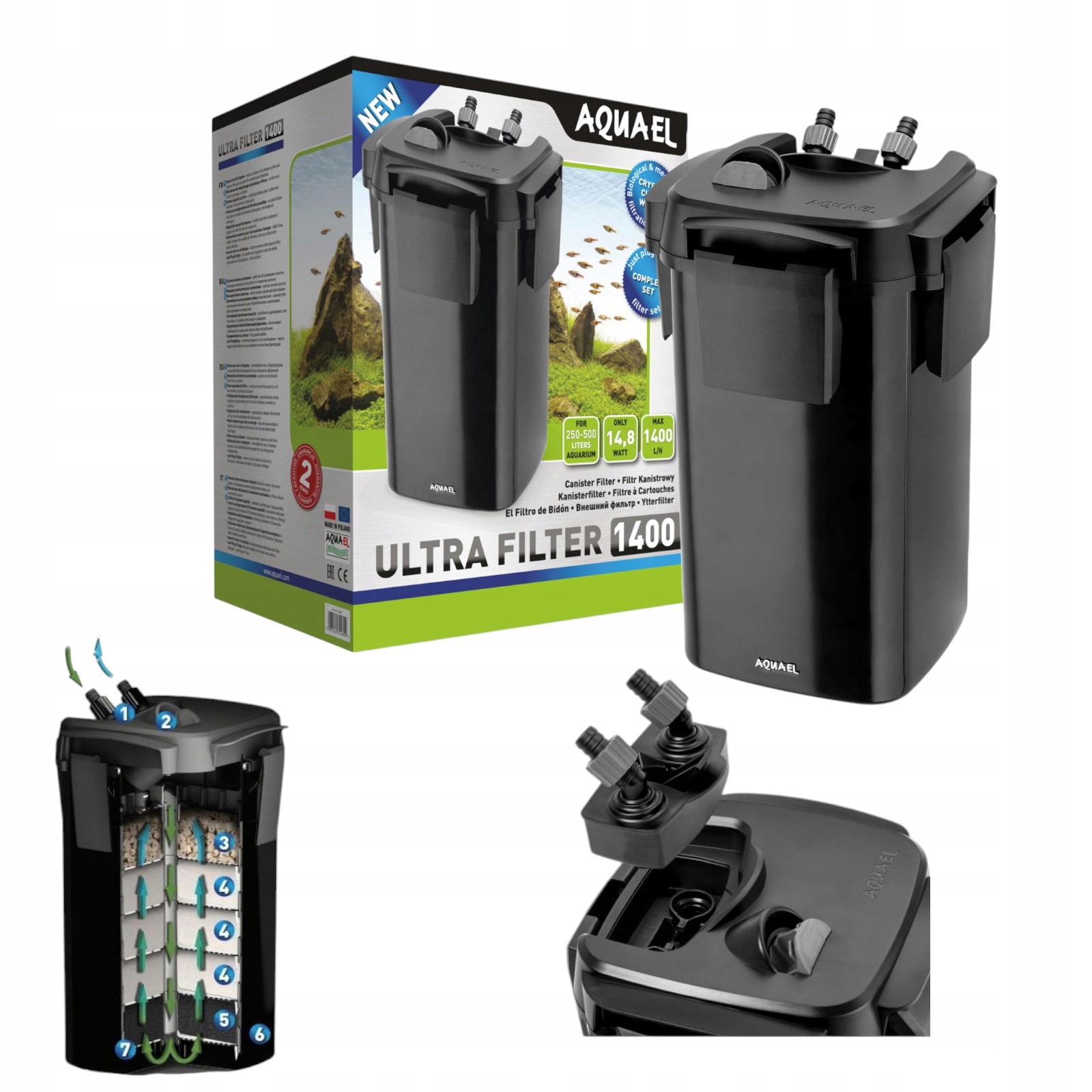 Aquael Ultra Filter 1400 – filtr zewnętrzny do akwarium 250–500 l