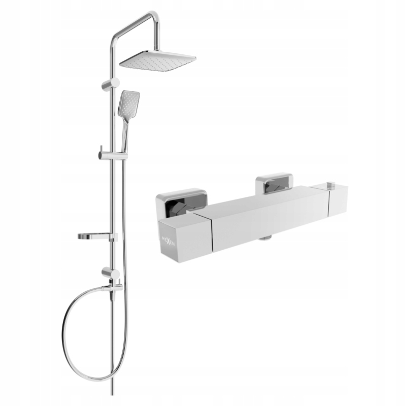 Mexen Sven stenová sprchová súprava s dažďovými tryskami a batériou Cube