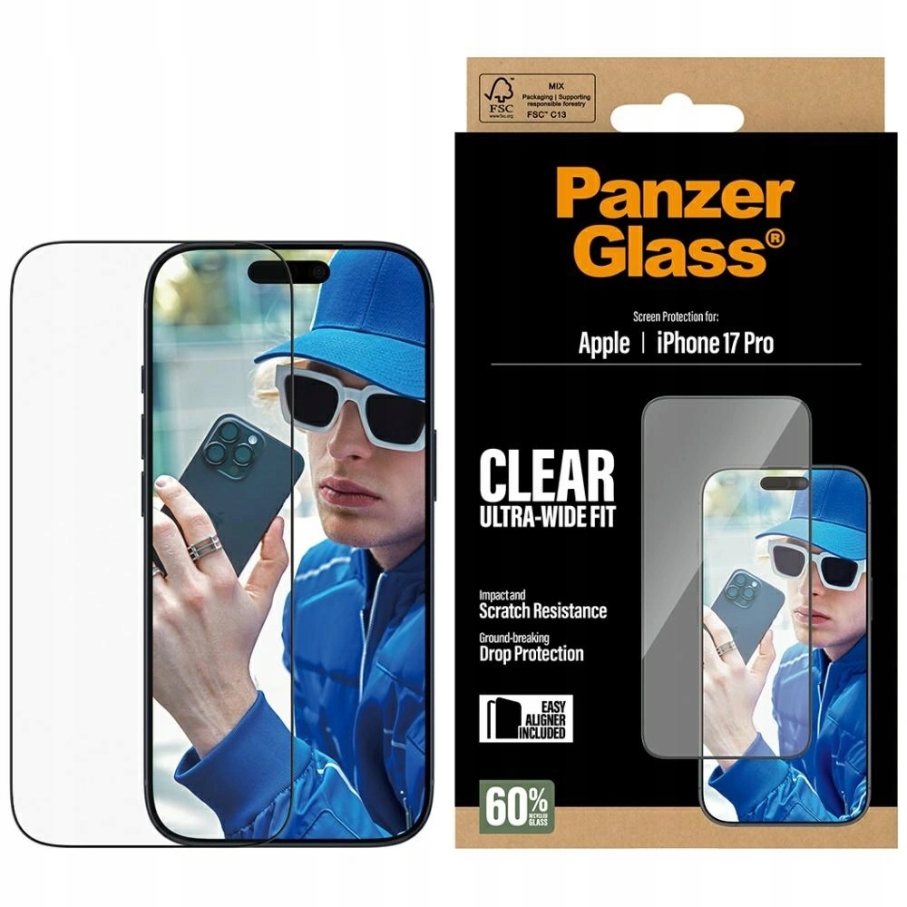 Tvrzené sklo PanzerGlass Ultra-Wide Fit EasyAligner pro Apple iPhone 17 P
