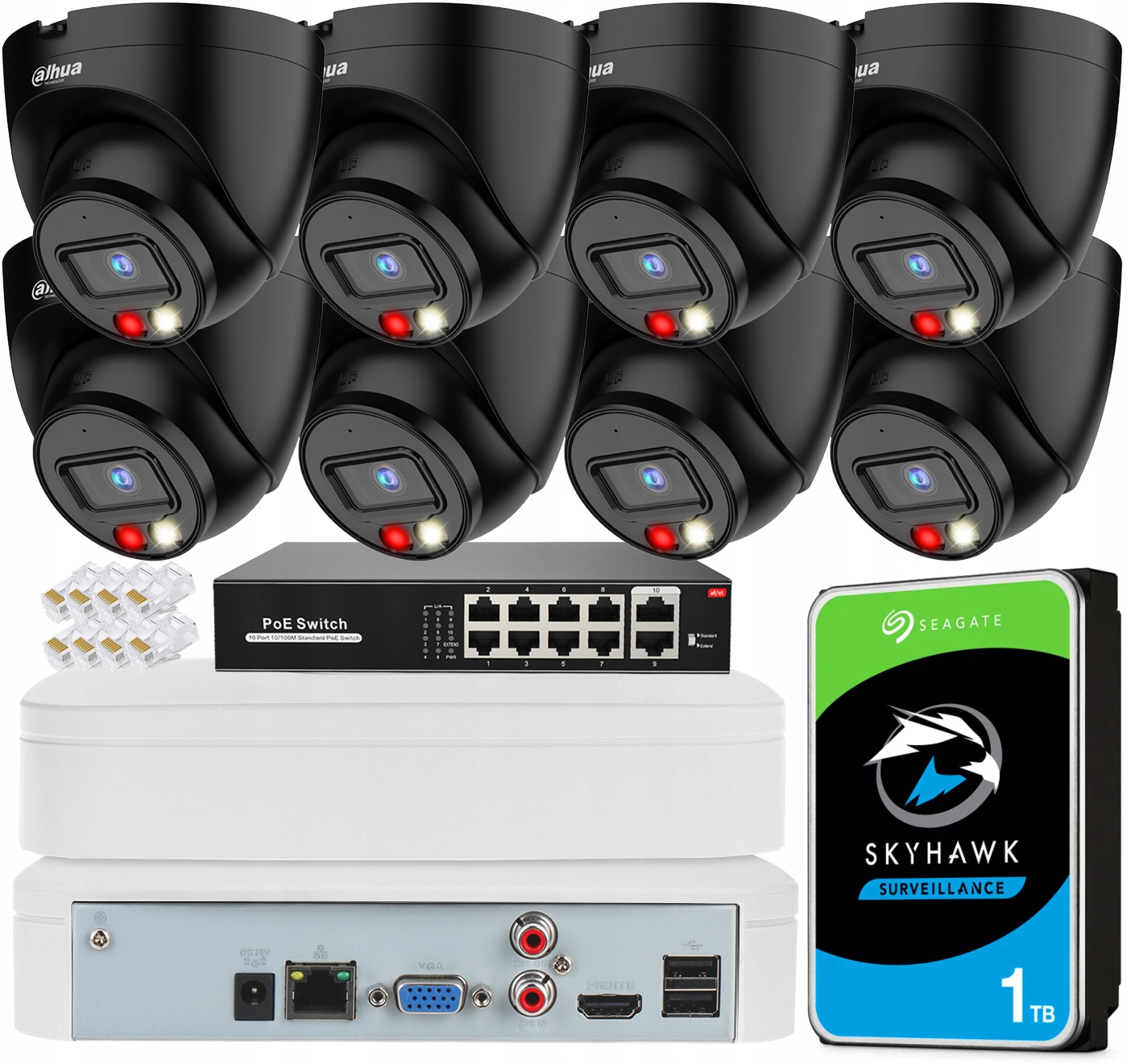 Monitorovací sada Dahua Bez kabelu 8 kamer 4Mpx Záznamník 8 kanálů 1TB