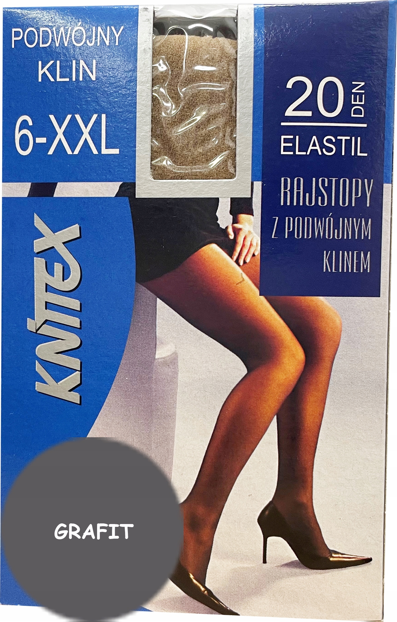 

Knittex rajstopy Elastil 20 den Grafit # 6 XXL