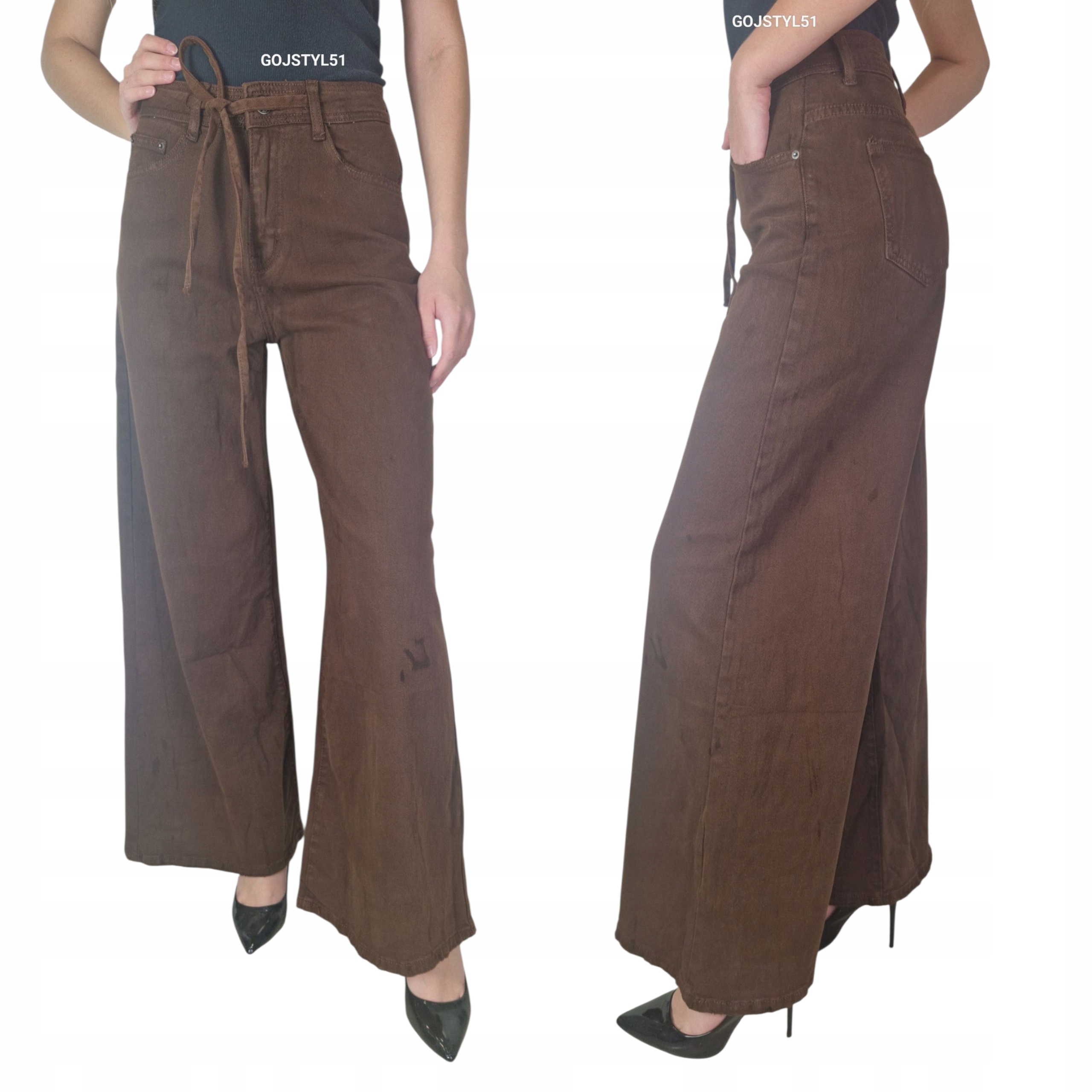 Hnědé dámské kalhoty Široké Švédy