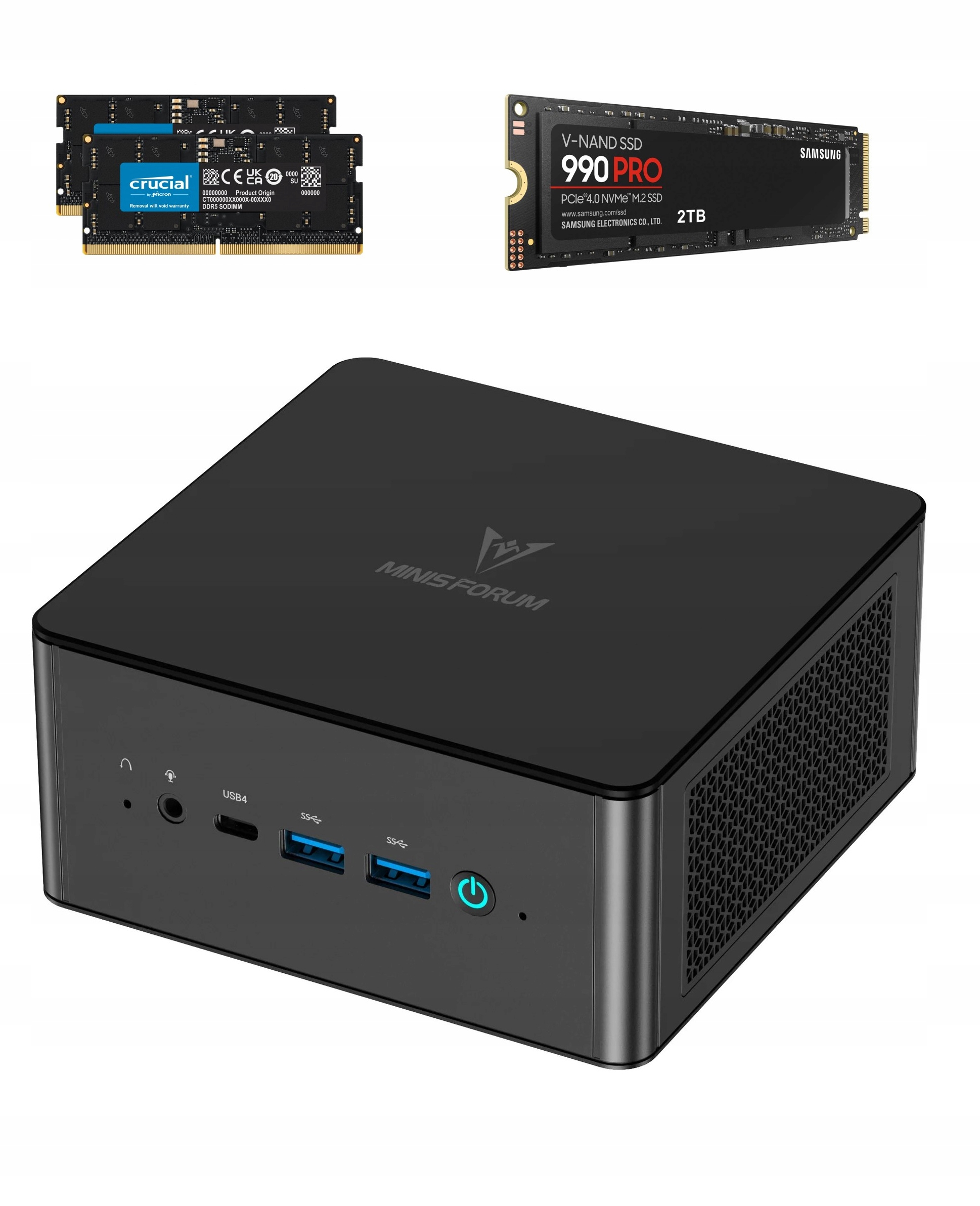 Mini počítač Pc Ryzen 9 8945HS, 780M, 32GB DDR5 2TB Samsung 990 Pro M.2