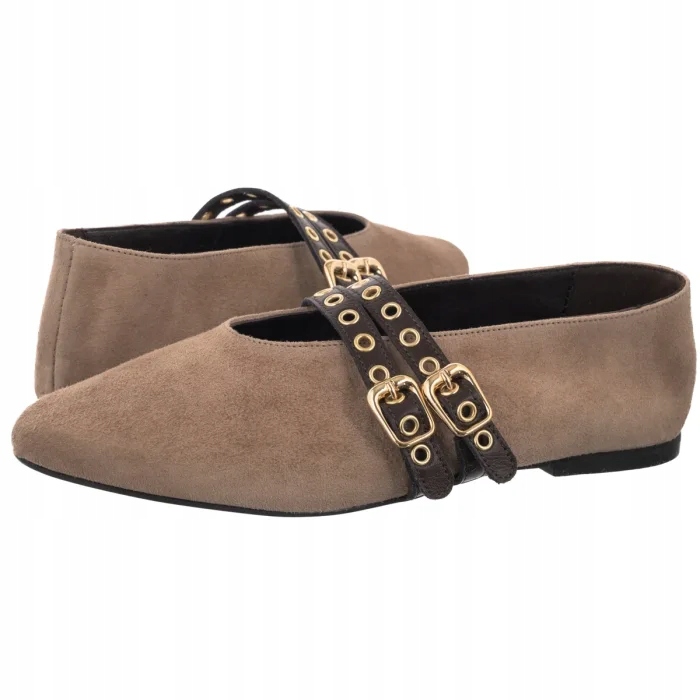 Dámské kožené baleríny Karino Světle hnědé 5876/007-P Béžová