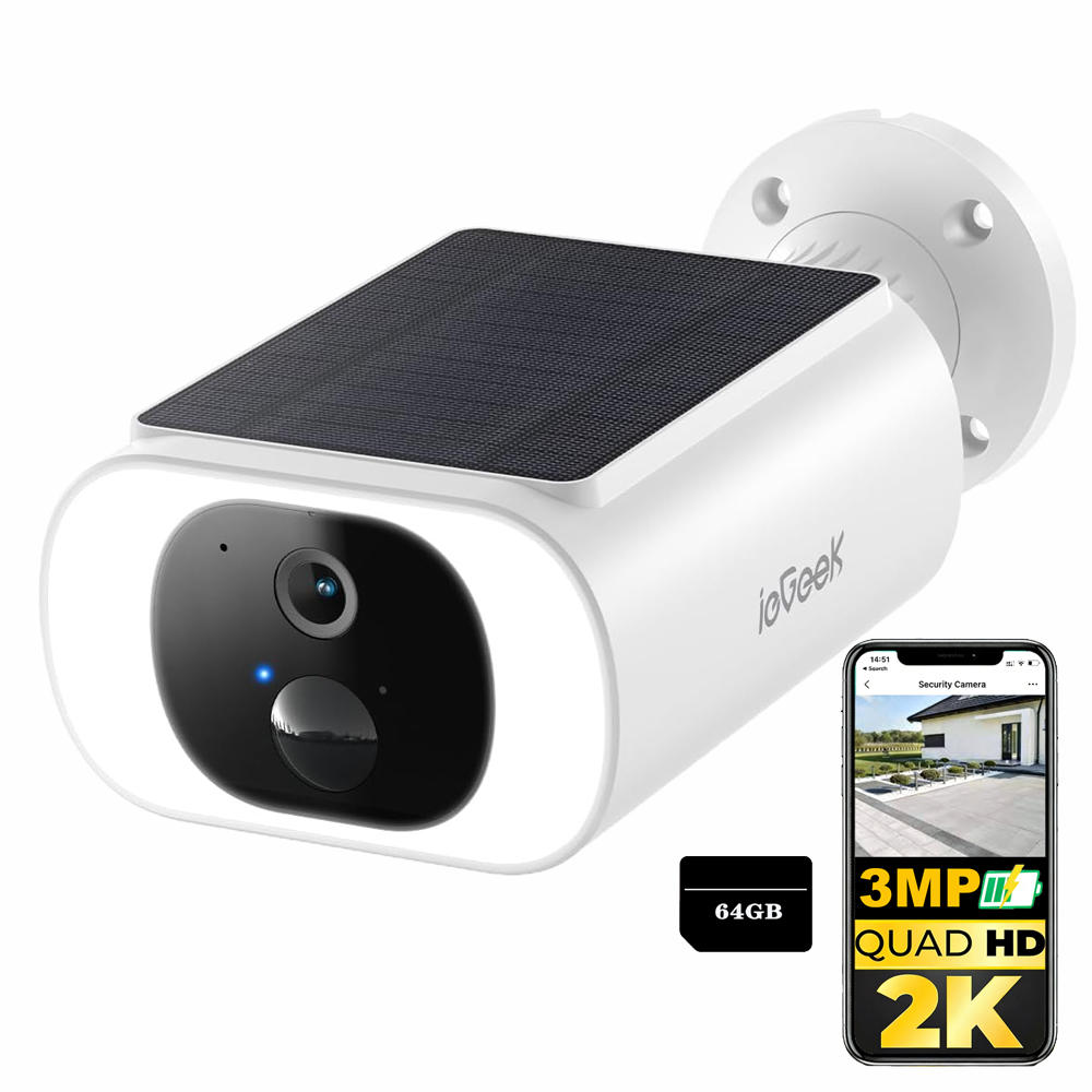 WiFi 3MPX Venkovní Kamera Integrovaný solární panel 64G Paměťová karta