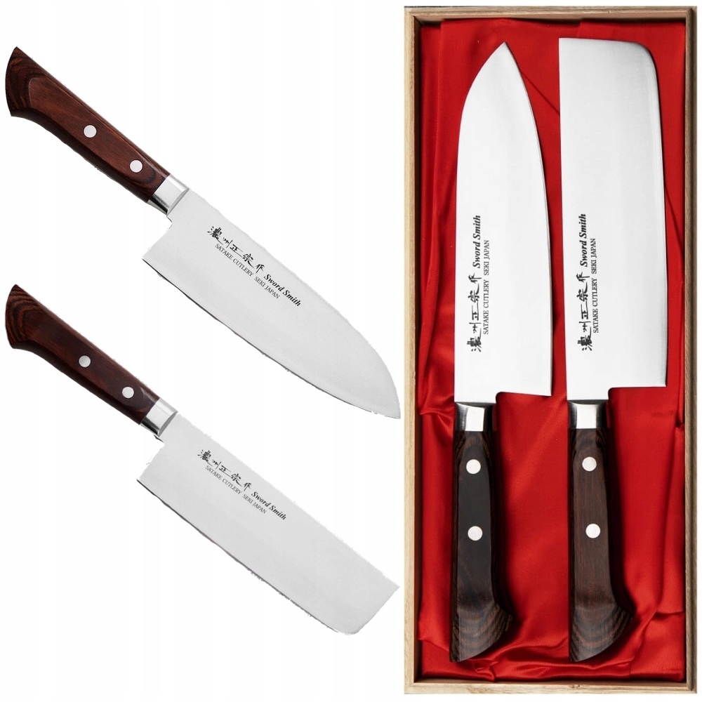 Satake Unique Shirogami#2 Japonský set 2 nožov Santoku 17 cm a Nakiri 17 cm