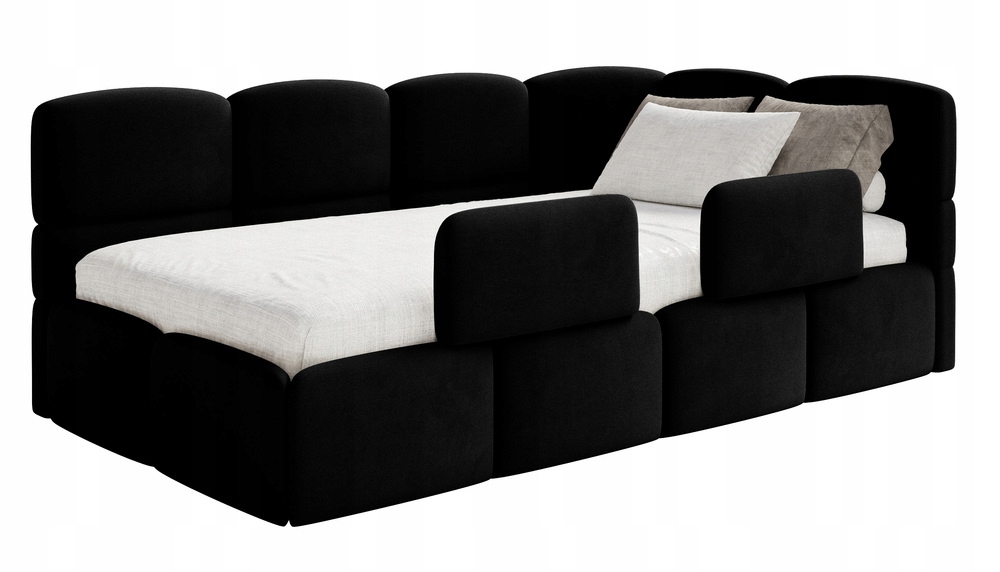 Postel pro mláděž 120 x 200 cm Cloudy černá velurová pravá