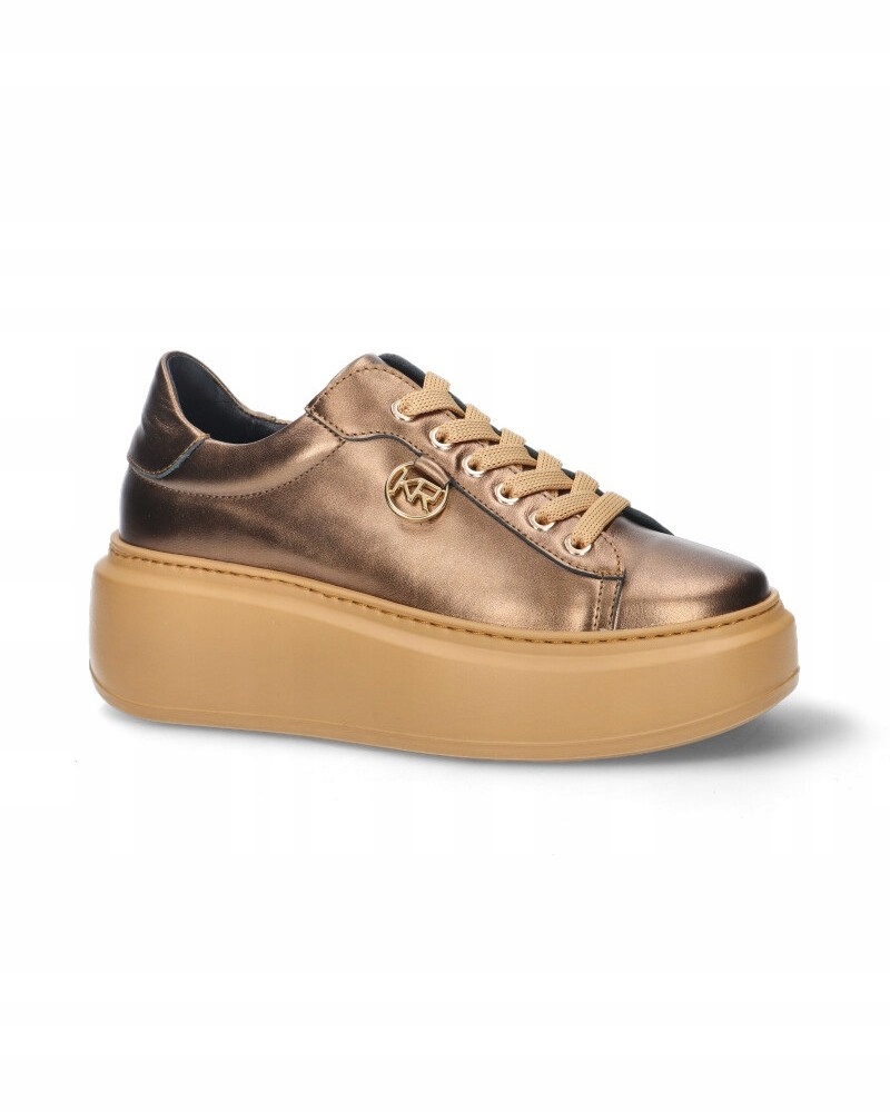 Zlaté polobotky dámské tenisky na platformě kožené sportovní boty Karino 38