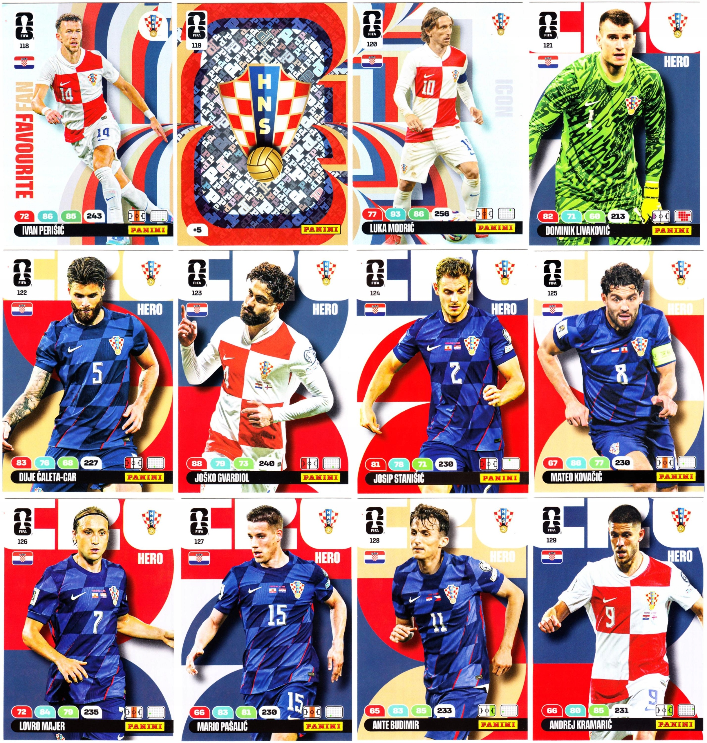 Chorwacja Fifa World Cup 2026 Panini zestaw 12 kart komplet Modric Perisic