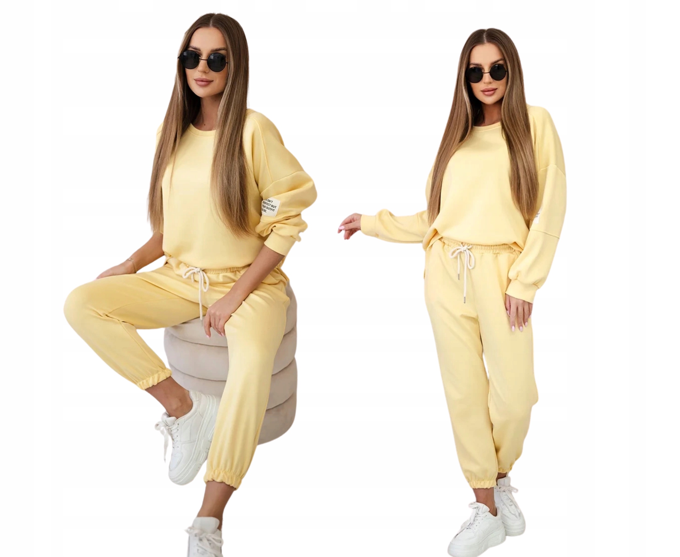 Żółty komplet dwuczęściowy damski bluza spodnie Masełko