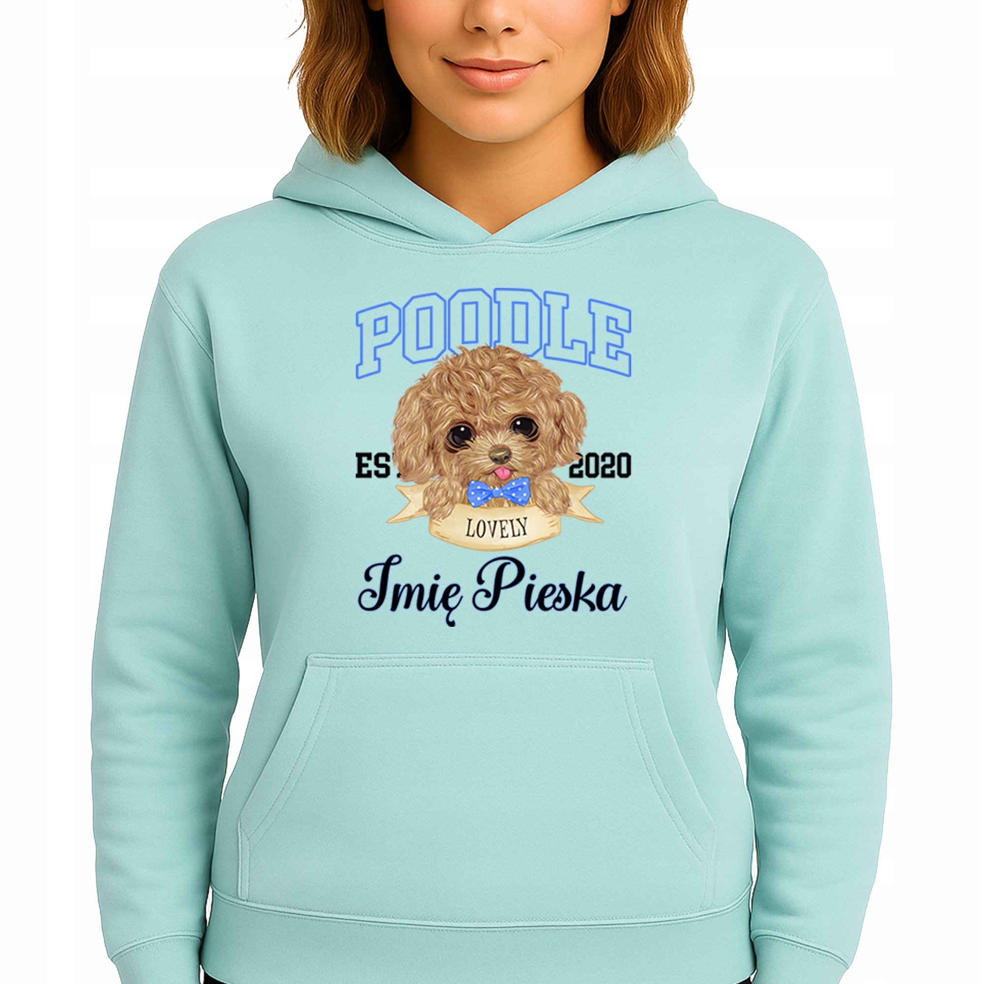 Mikina S Kapucí Mátová bavlněná mikina Módní Poodle Jméno pejska Vel S