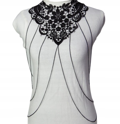 BIŻUTERIA RETRO OZDOBA CIAŁO ŁAŃCUSZEK KORONKA v3