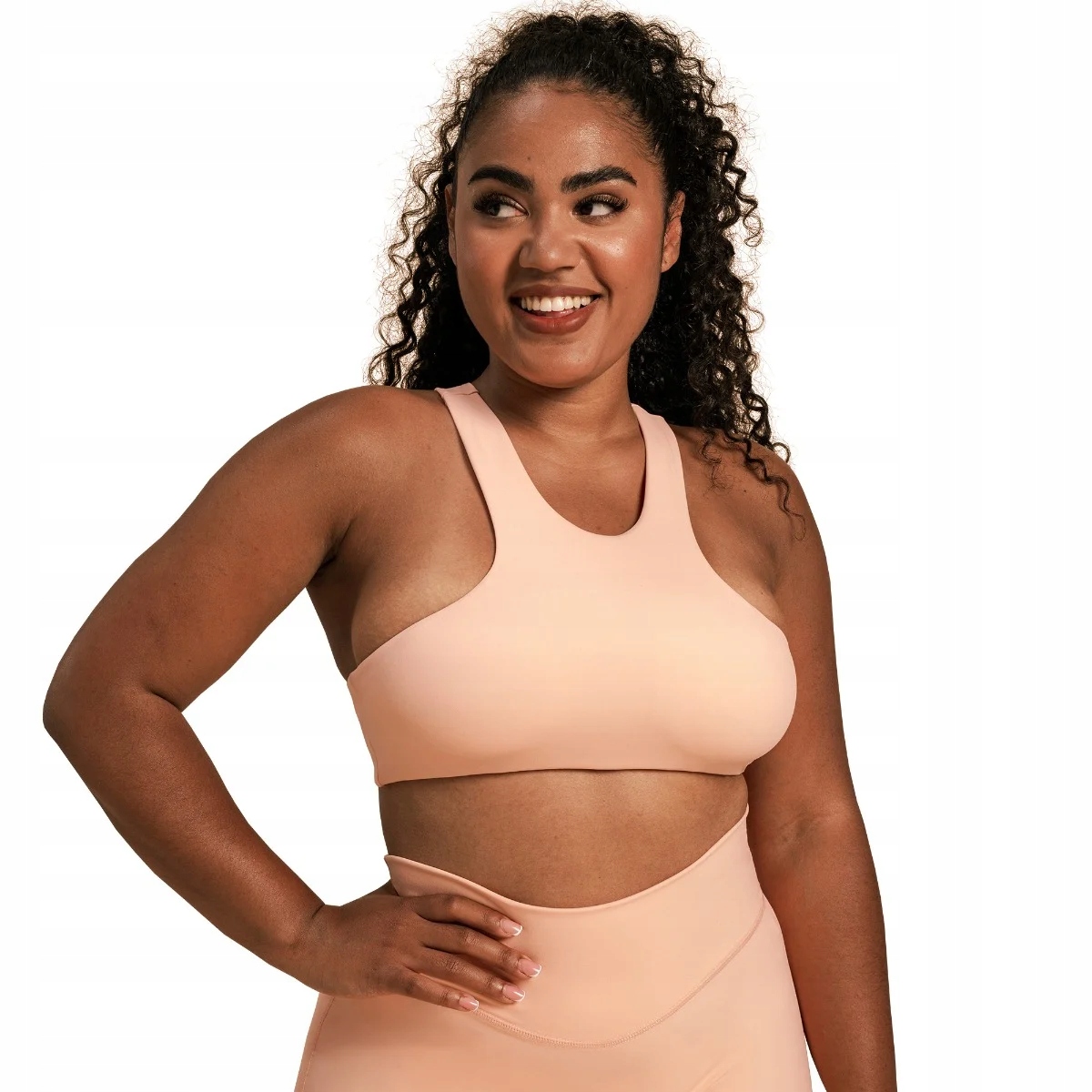 Biustonosz Sportowy Stanik Na Siłownię Jogę Wycięcia Peach BeastPink M