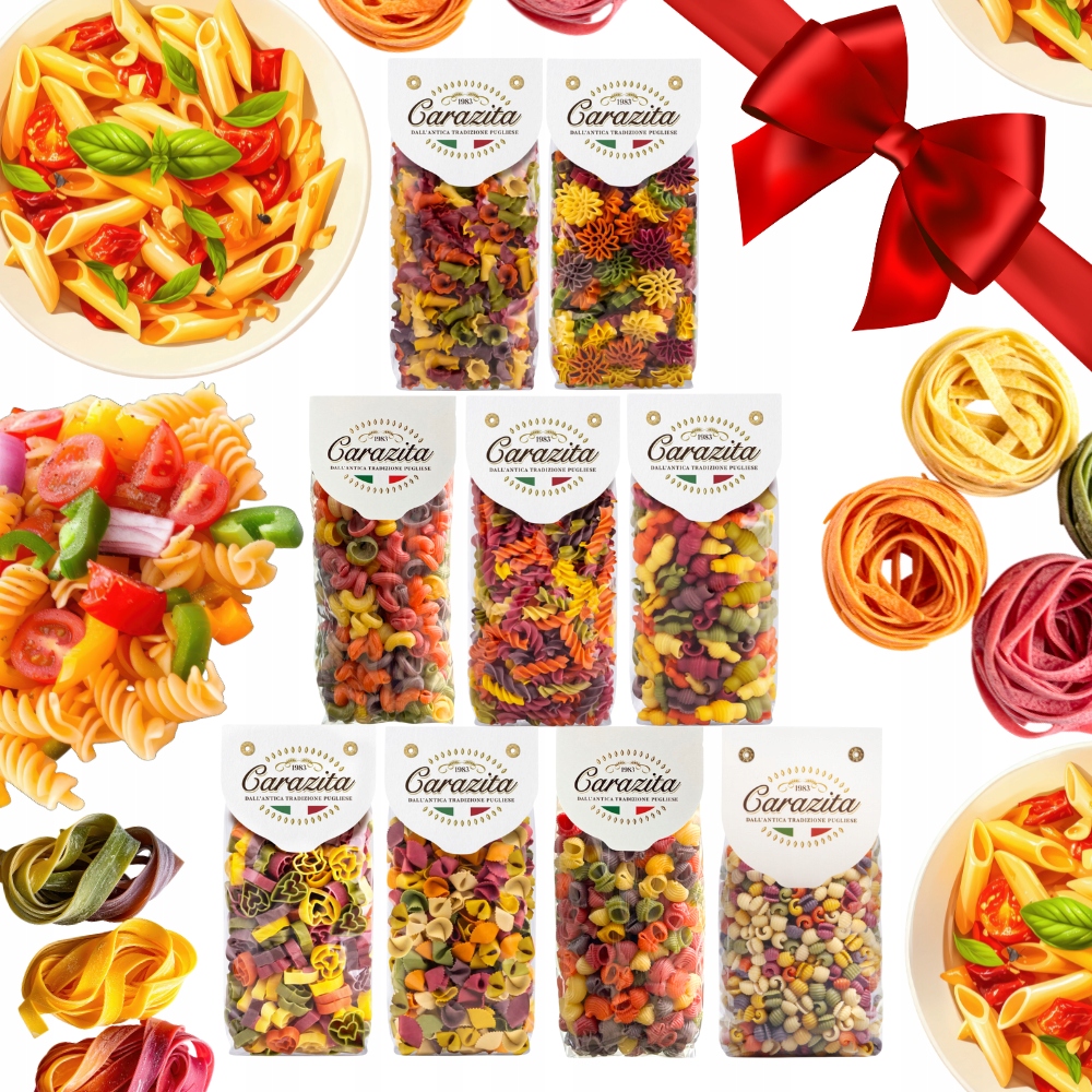 Pomysł 9x Kolorowy makaron włoski różne kształty 250g Carazita