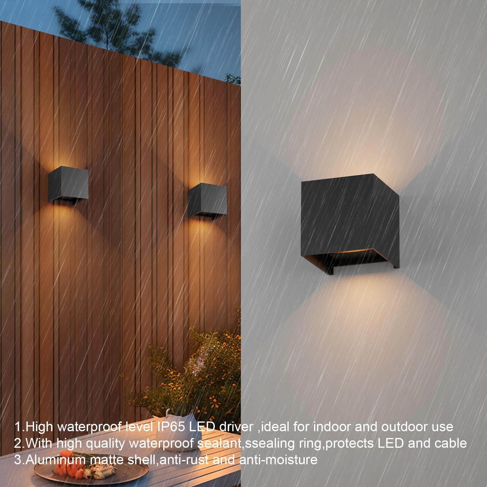 KLIGHTEN Zestaw 2 Lamp LED Wewnętrzne i Zewnętrzne 7W IP65 Ciepłe Światło — miniatura 4