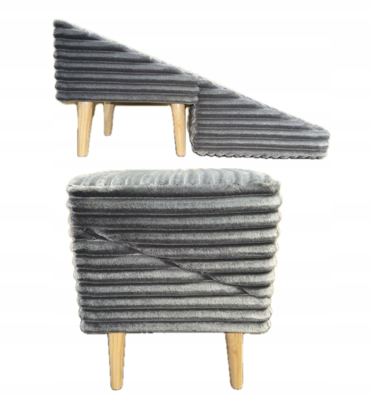 Podest Pufa 2w1 rampa dla psa i kota Miękki Sztruks Grafit Produkt Polski