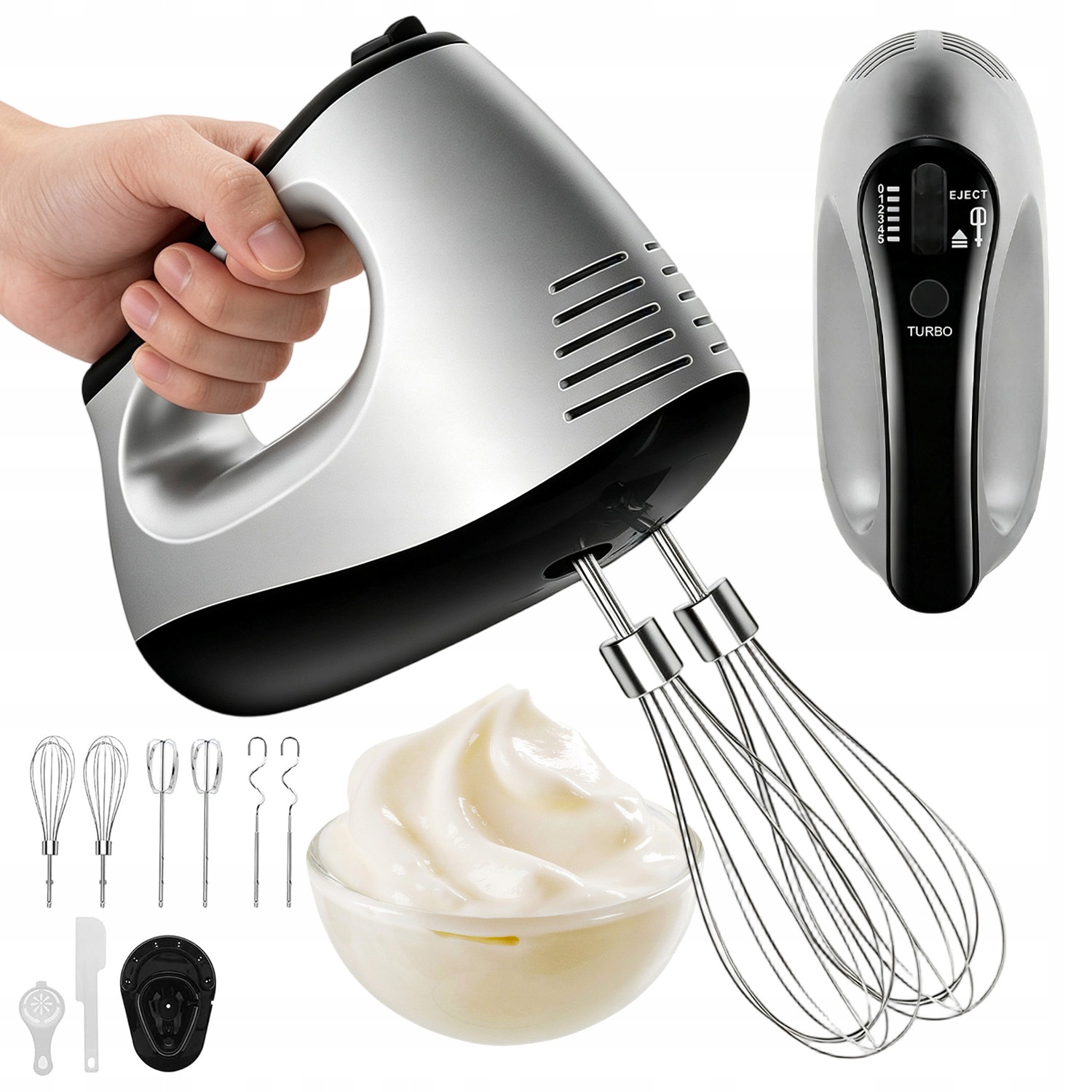 Výkonný Kuchyňský Ruční Mixér 500 W 5 Rychlostí, 6 Nástavců