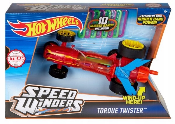 HOT WHEELS NAKRĘCIAKI WYŚCIGÓWKI NA GUMKI CZERWONY Wiek dziecka 3 lata +