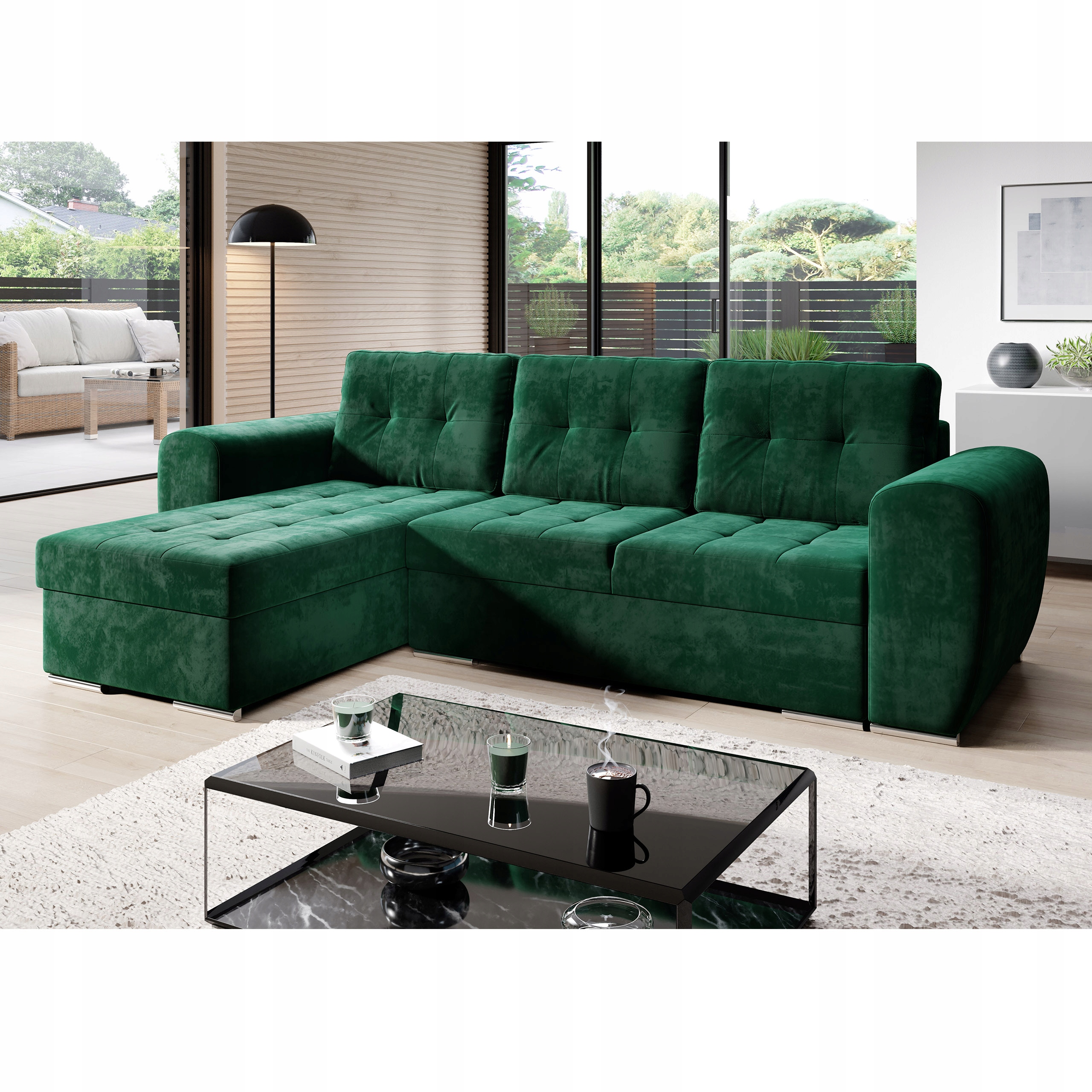 Rohová Sedací Souprava Pikovaná Bari tkanina odolná vůči skvrnám