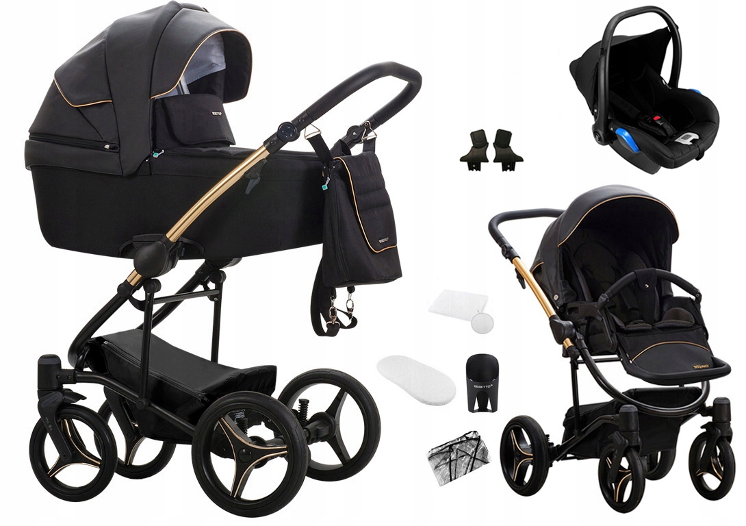 WÓZEK BEBETTO TORINO SI 01 ZŁOTO 3W1 CARLO 0+