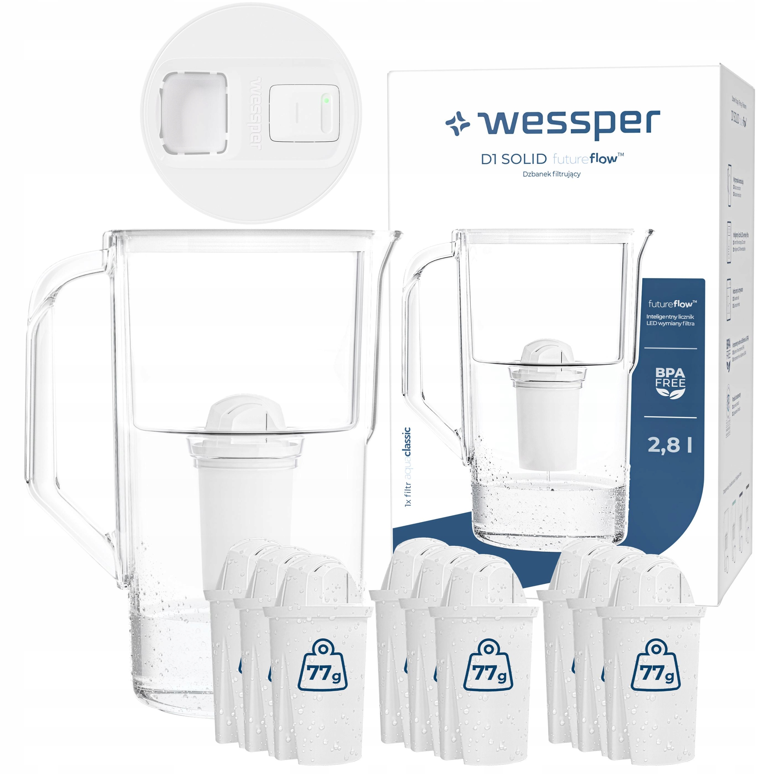 Wessper D1 Solid elektronická Filtrační konvice 2,8 l 10x aquaclassic