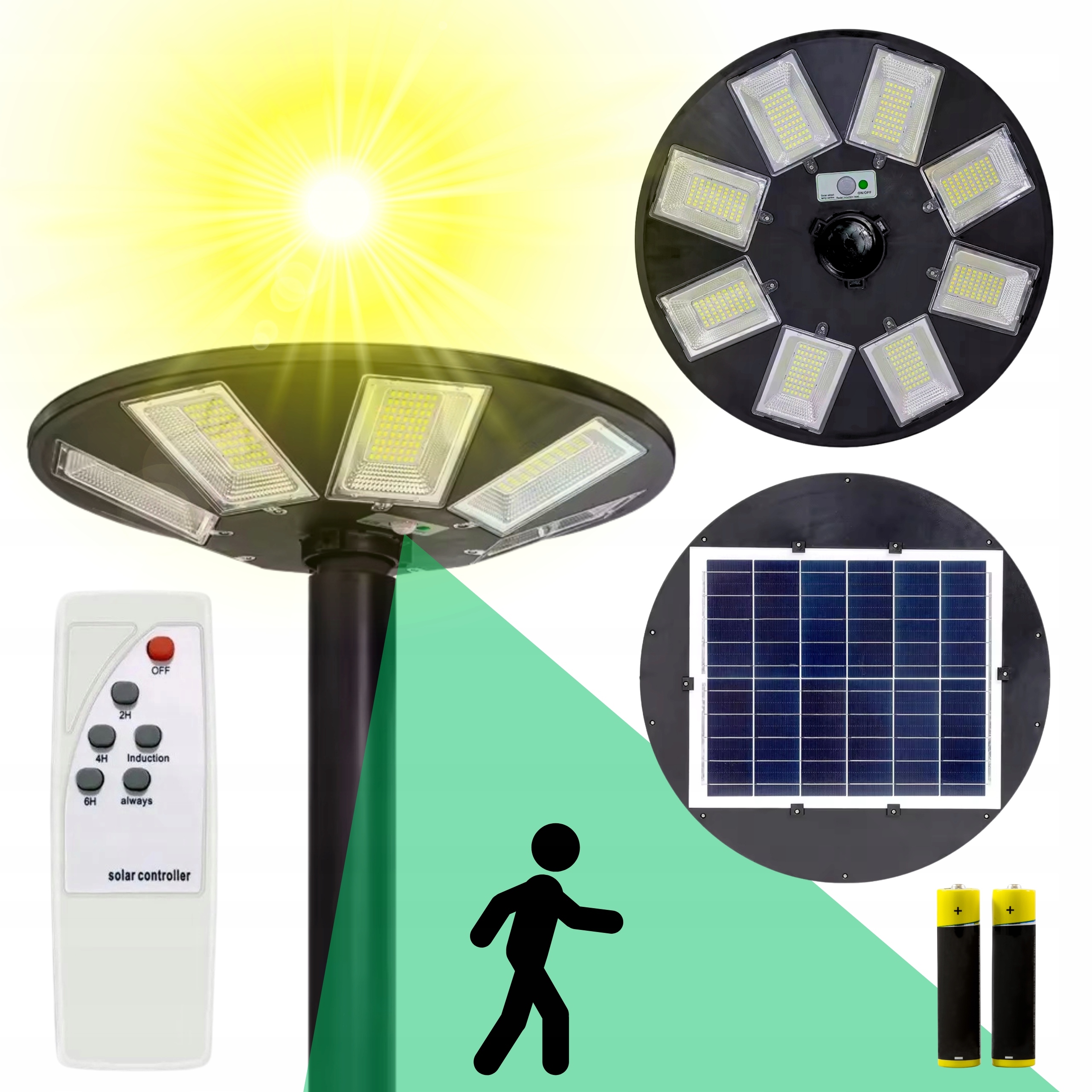 Lampa Solarna Latarnia Uliczna Ufo Czujnik Ruchu I Zmierzchu Pilot 2000W