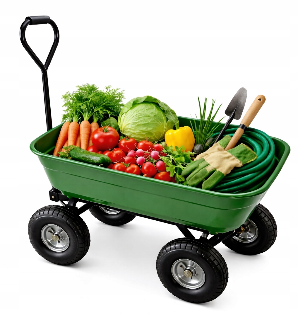 Přepravní Zahradní Vozík 90 L 150 Kg Sklápěč Kolečko Nafukovací Kola